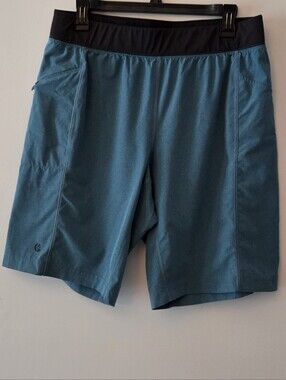 Manduka Men's Daily Yoga Blue & Black Active Shorts